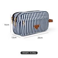 Striped Pattern Blue Mens Toiletry Bag Travel Kit White Makeup Bag